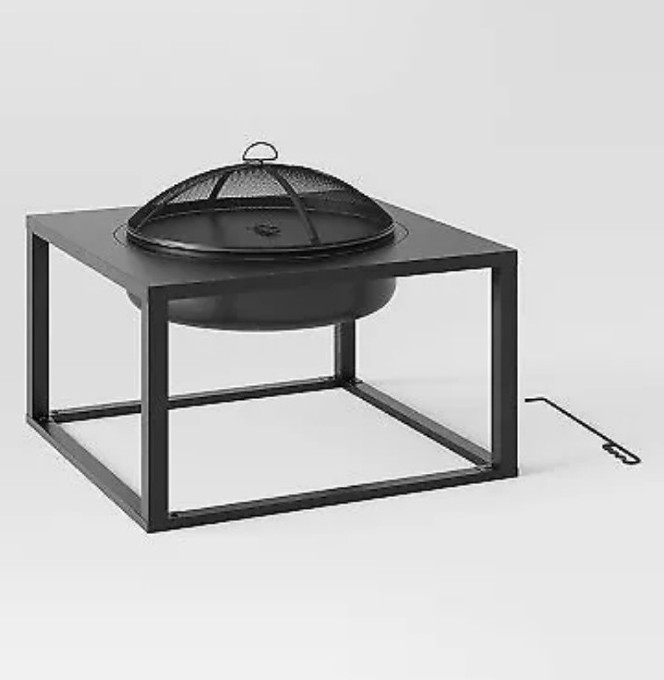 Pleasant Hearth Raised Table Wood Burning Outdoor Fireplace with Spark Screen