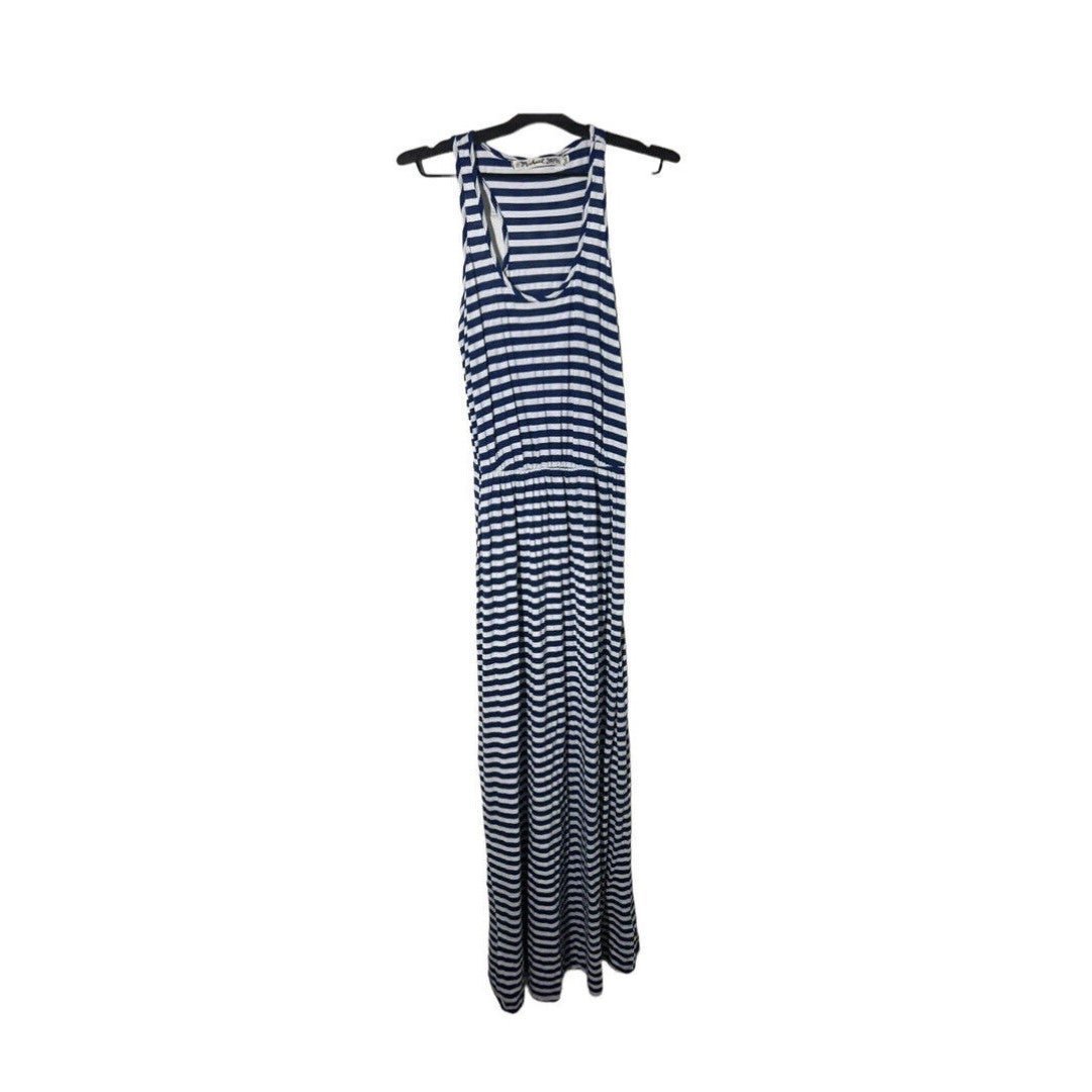 Michael Stars Hampton Stripe Striped Maxi Dress Blue White One Size Racerback