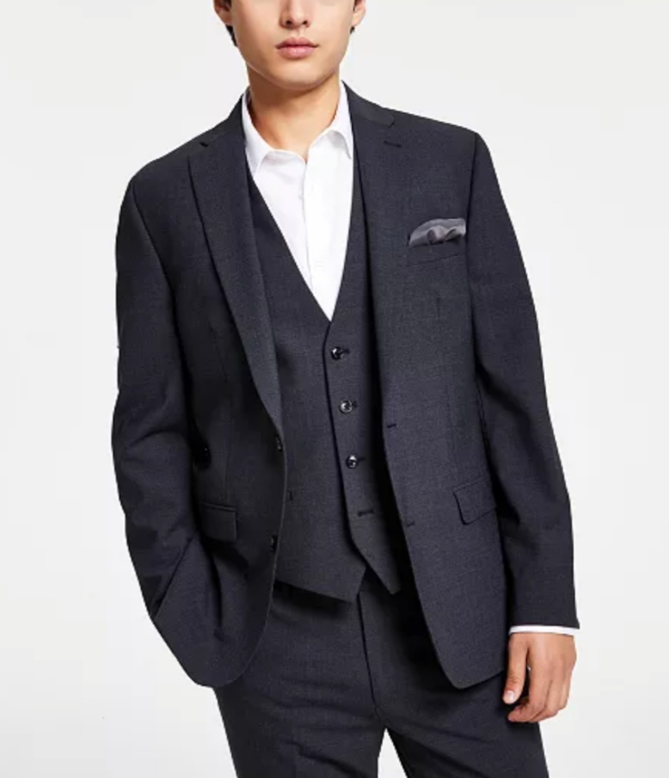 NEW Bar III Men's Suit Jacket Size 38L Slim Fit Dark Gray Active Stretch
