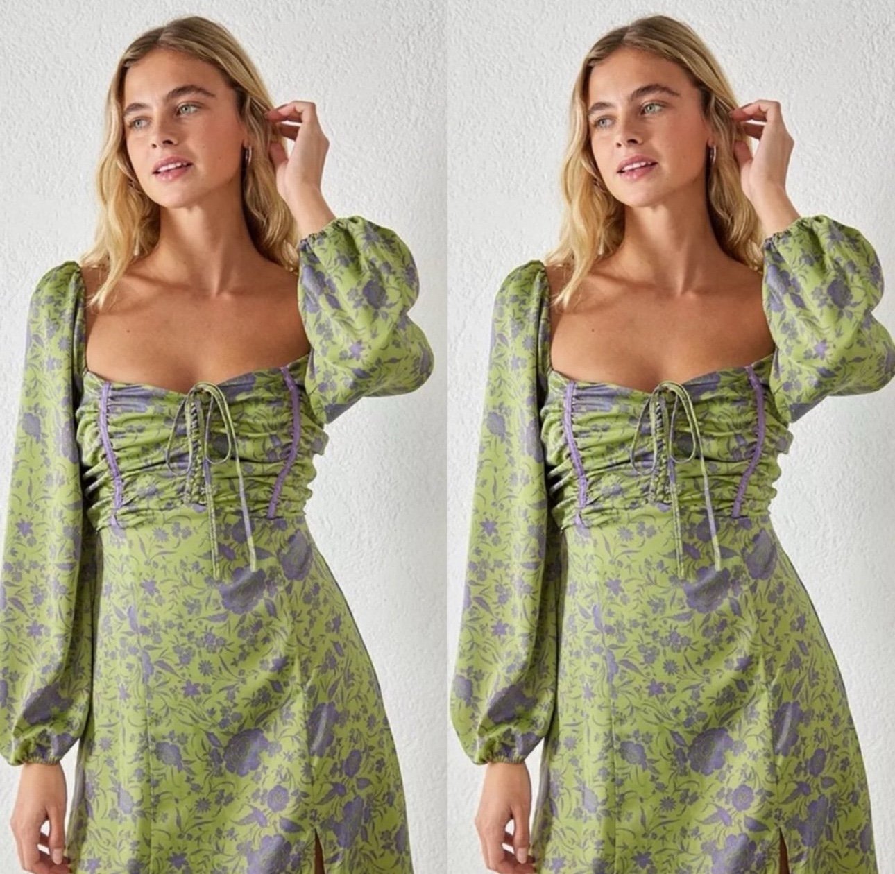 UO Kitty Printed Puff Sleeve Midi Dress  UO in a romantic silhouette with puffy