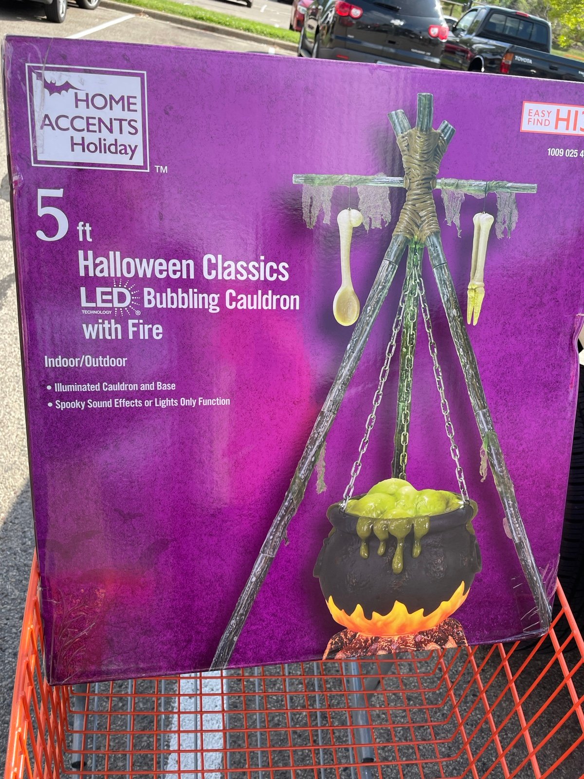 Home Depot 5ft Moonlight Magic LED Bubbling Cauldron w/Fire Green NEW
