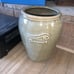 Glazed POTTERY 11” Utensil Crock Jug Jar Salt glazed Butterfly Provincial Style