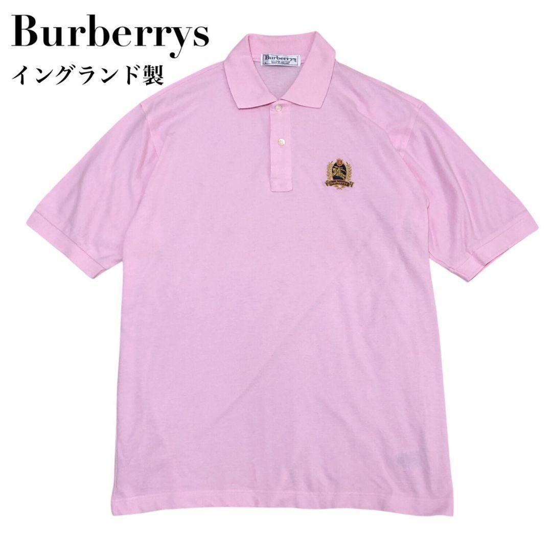【Excellent Condition】Burberrys Burberry Embroidered Logo Pink Short Sleeve Polo Shirt L