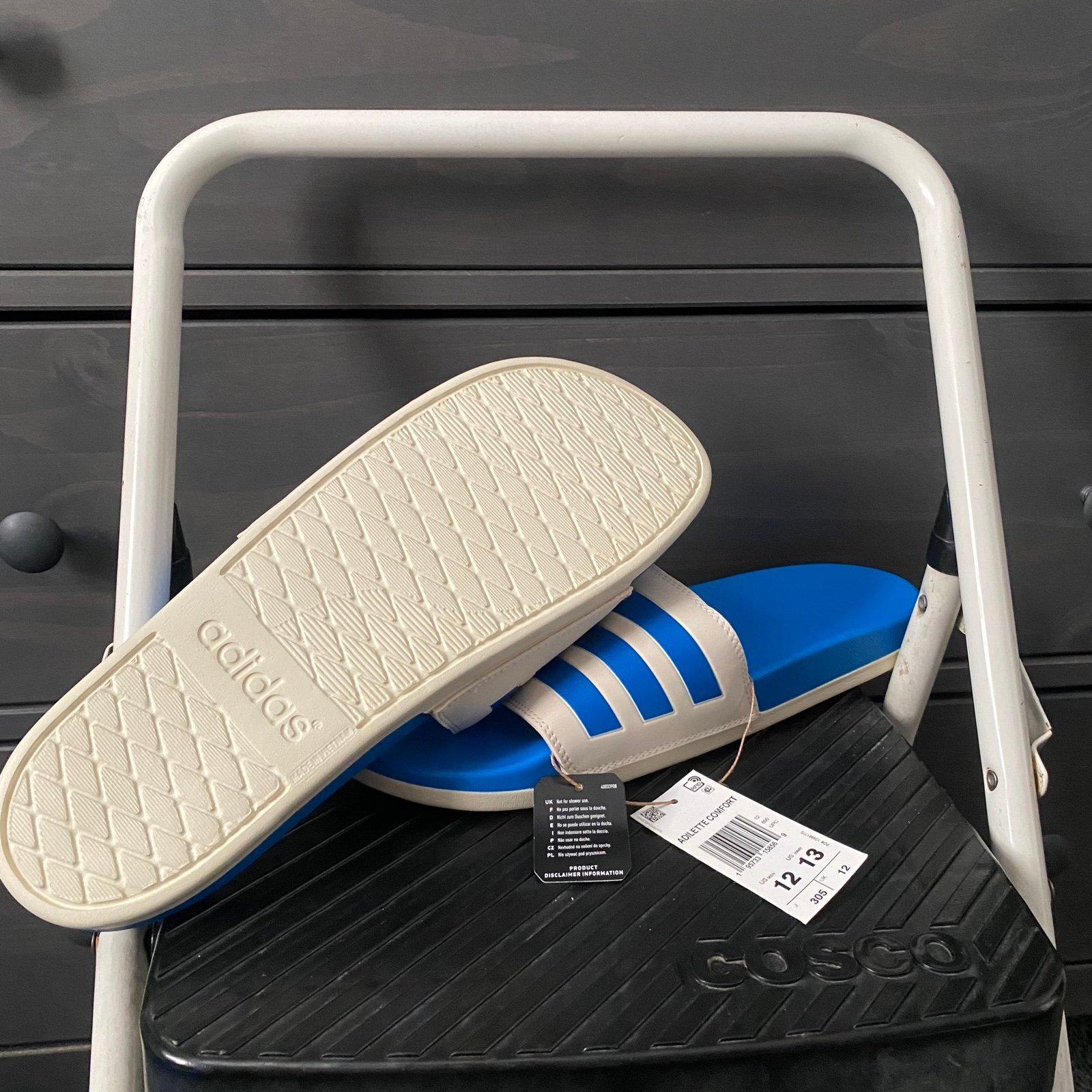 Adidas Unisex-Adult Adilette Slides Sandal Blue Men Size 12/Women 13