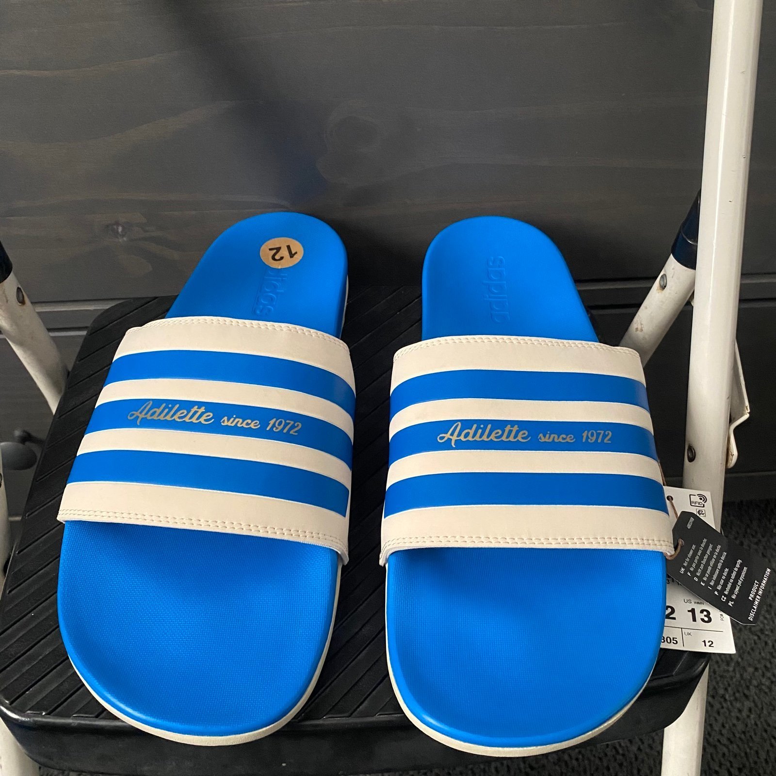 Adidas Unisex-Adult Adilette Slides Sandal Blue Men Size 12/Women 13