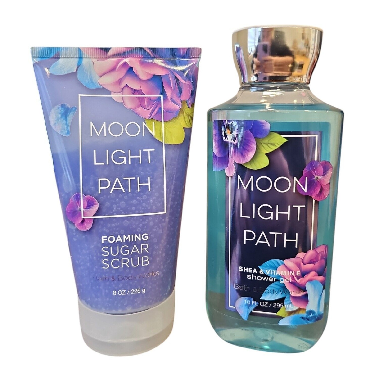 (2) Bath & Body Works Moon Light Path Foaming Sugar Scrub & Shower Gel NEW