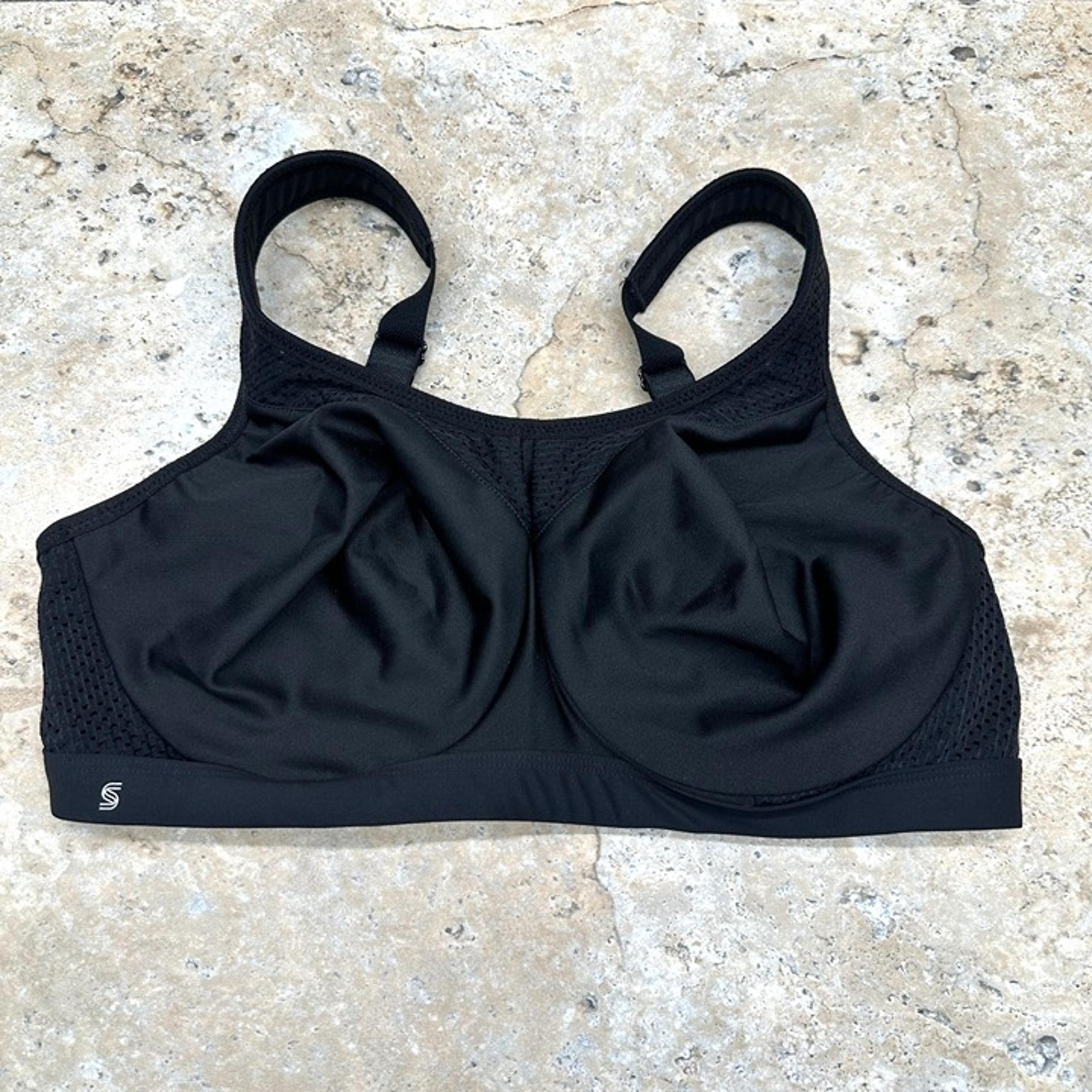 Glamorise Bra Womens Size 38D Black Full Figure High Impact Underwire Unlined