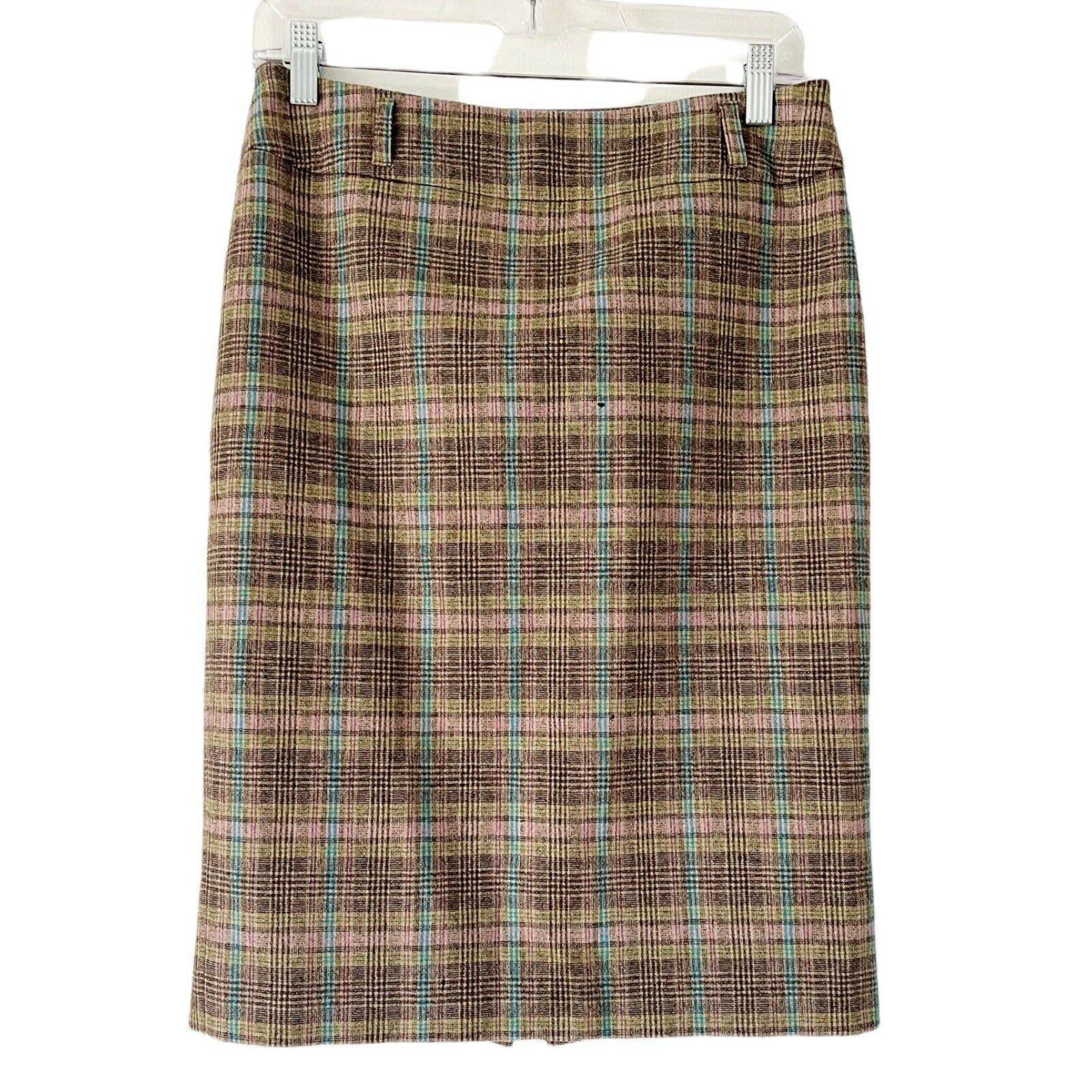 Missoni Wool Green Plaid Italy Made Pencil Skirt Womens Size 6