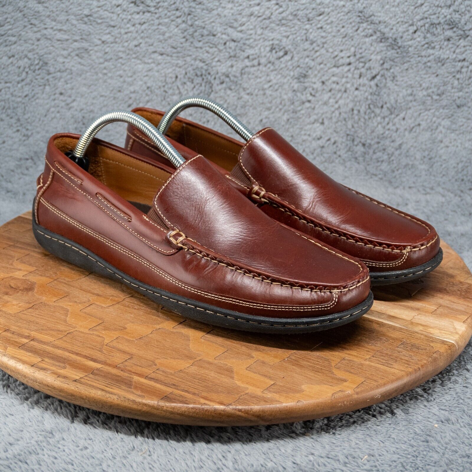 Johnston & Murphy Men's Mahogany Sheepskin Brown Leather Loafer Size 10 M