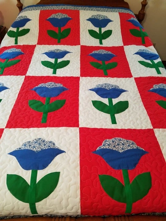 Homemade Rose of Sharon Quilt Full/Queen