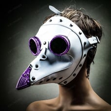 White Plague Doctor Mask Steampunk Halloween Leather Purple Bird Nose #1075