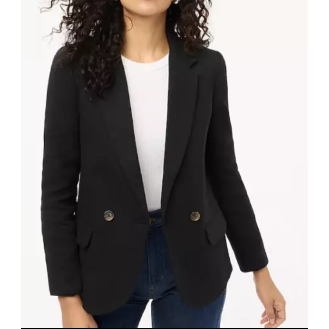 J. Crew Factory Women's Cotton Blend Textured Lined Black Blazer 12 Petite New