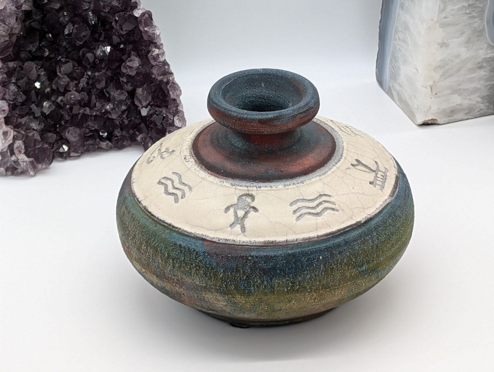 Raku Pottery by Maui, Hawaii Artist Christopher Matti - Signed & Dated - 2002