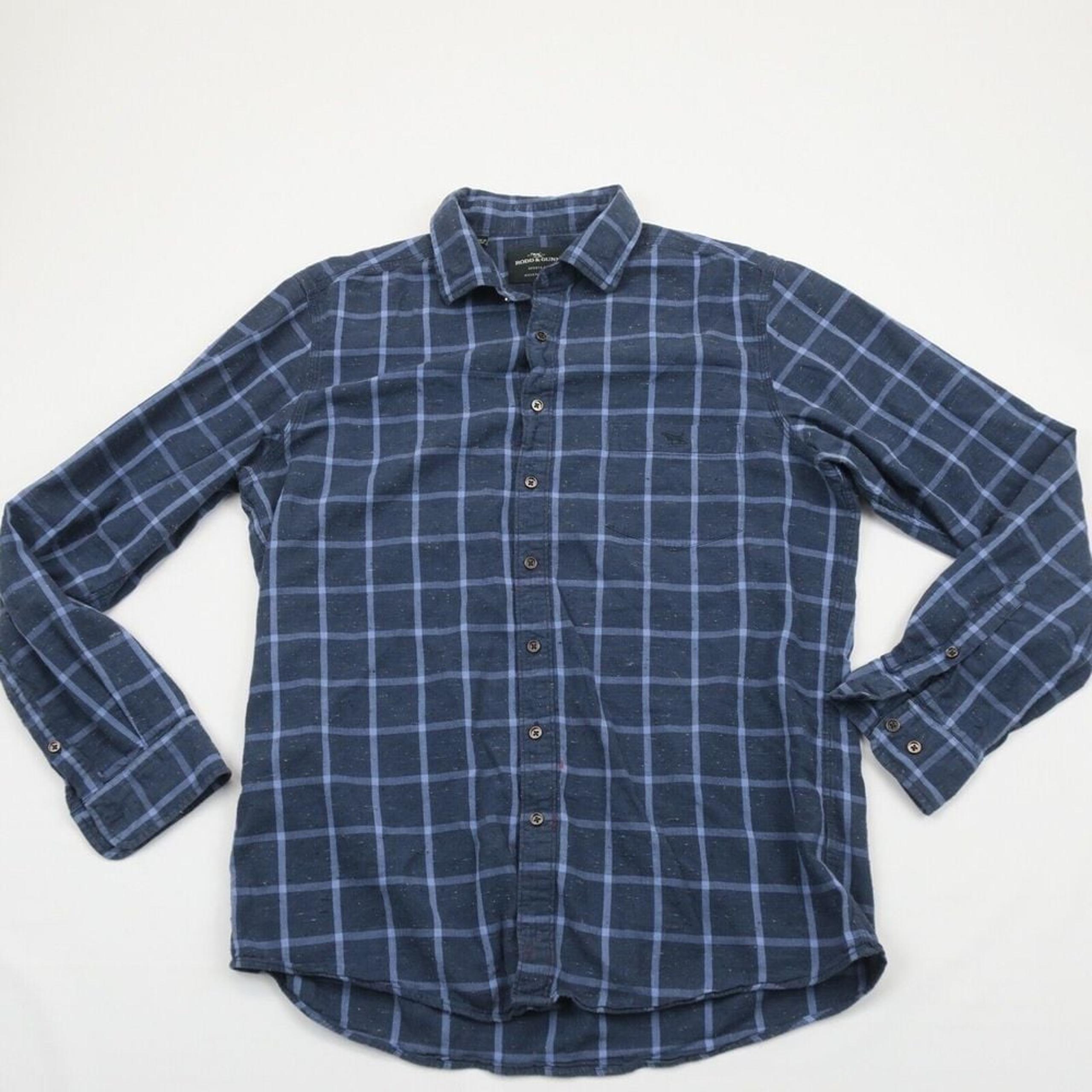Rodd & Gunn Button Up Shirt Mens Large Sports Fit Blue
