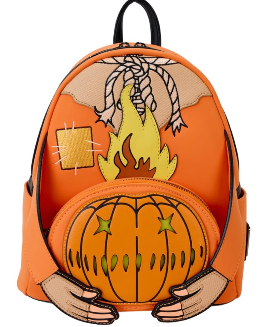 Loungefly Trick 'R Treat Flaming Pumpkin Head Sam Light Up Glow Mini Backpack