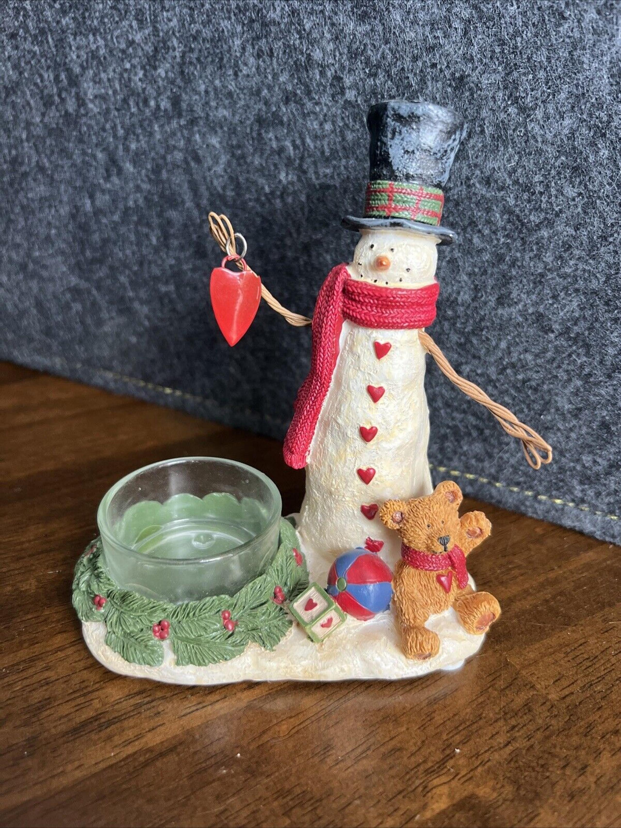 Yankee Candle Candleholder Snowman Heart Tea Light 2012 5.5"