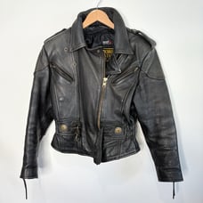 Vintage Hudson Leather Motorcycle Jacket Fitted Asymmetrical Women's Size Small