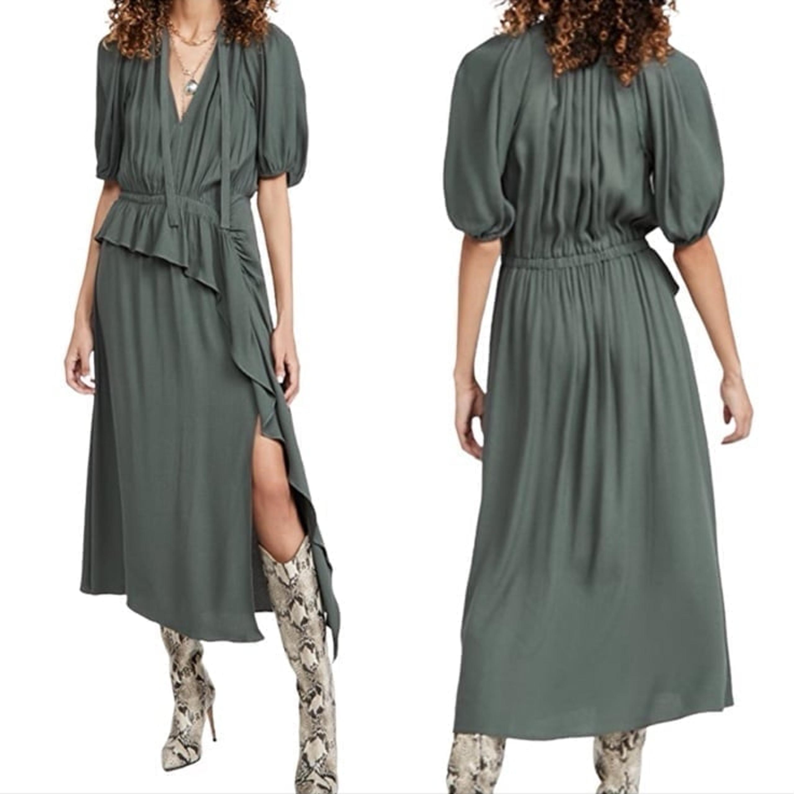 Ulla Johnson Leah Dress in Peat Green Midi Women’s Sz 6