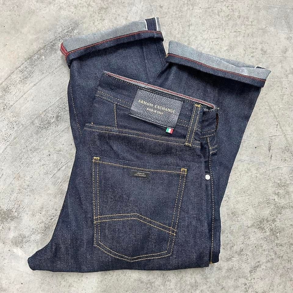 Armani Exchange J26 Size 28 Measured Strait button fly Made in Italy. Selvedge