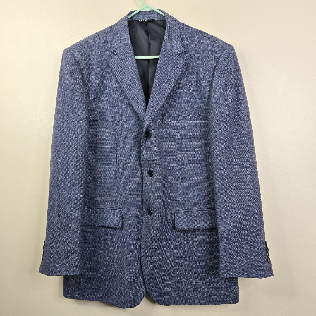 Balenciaga Wool Linen Blend 3 Button Double Vented Sport Coat EU 54 US 44