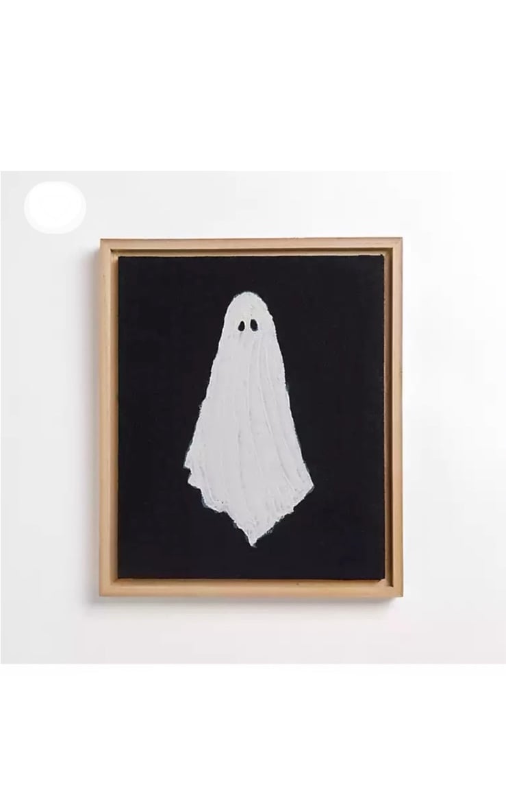 Halloween Ghost Painting on Linen Framed Art