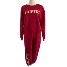 Taylor Swift Swiftie Red Sweatsuit Womens Sm Crewneck & Jogger Loungewear READ