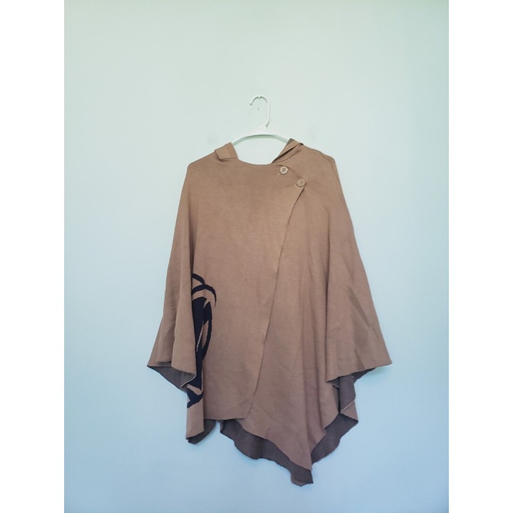 Holland America Line Womens L XL Hood Poncho Button Tan Ship Travel Cruise NWT