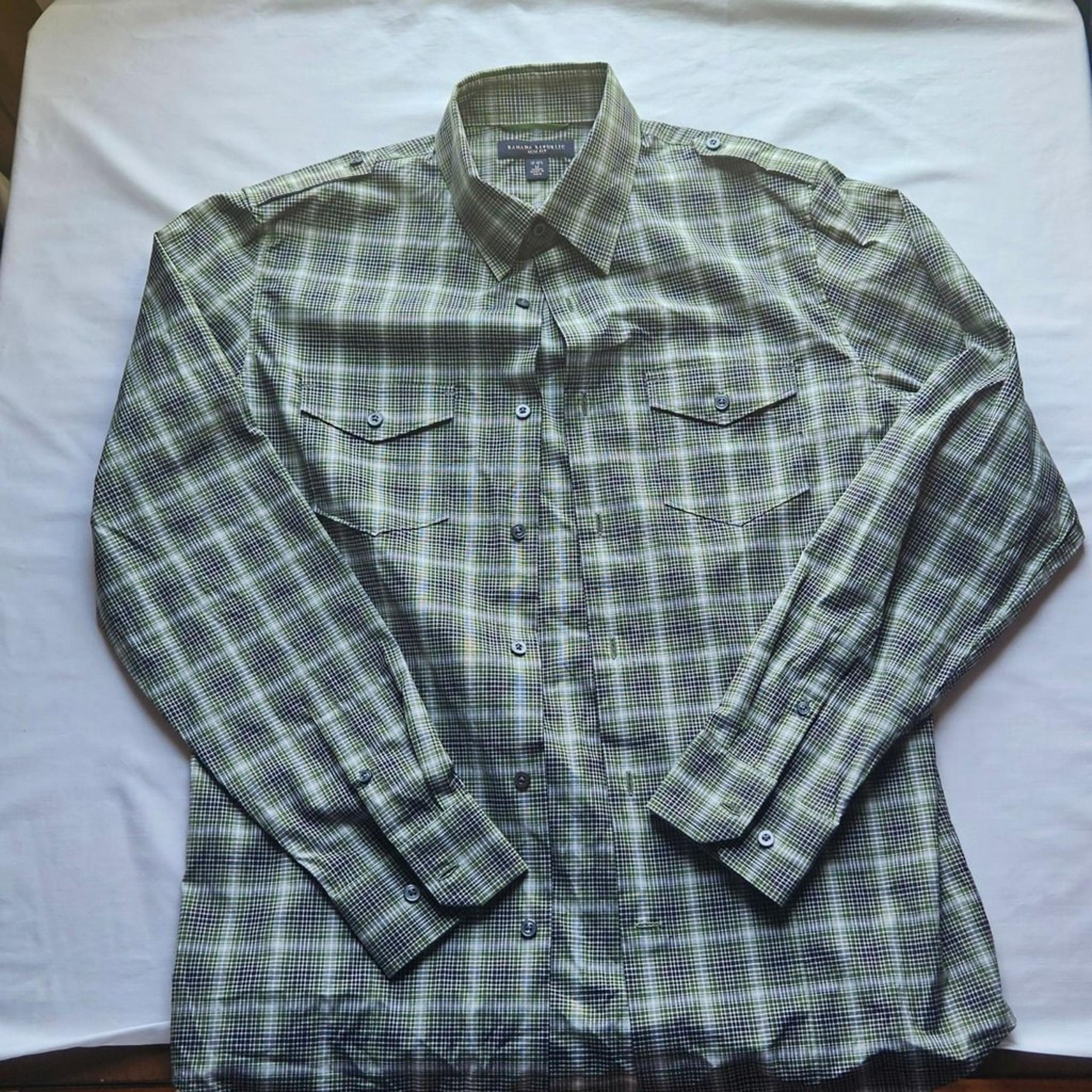 Banana Republic Men's Med Slim Fit Long-sleeve Button Up Shirt 15/15.5