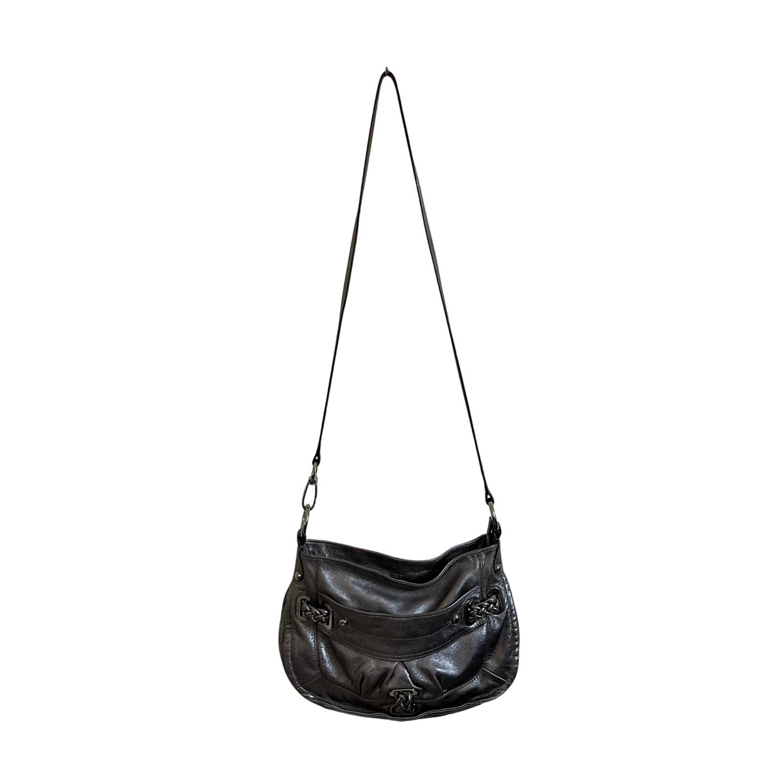 B. Makowsky Silver Metallic Leather Crossbody Bag
