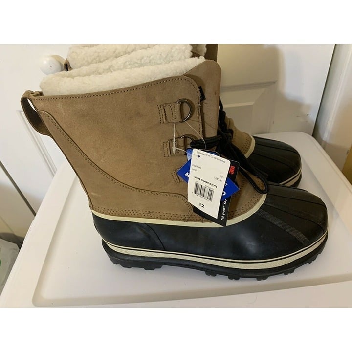 New Ozark Trail Men’s Sz 12 Snow Boot Tan Leather Thinsulate w/ Liners NWT