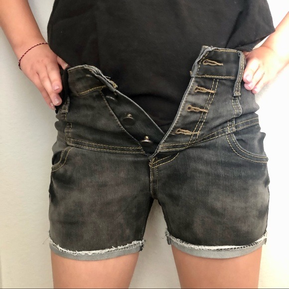 High rise denim shorts