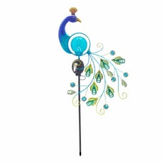 LED Solar Power Lawn Stakes Light Metal Peacock Garden Waterproof Lamps Courtyar