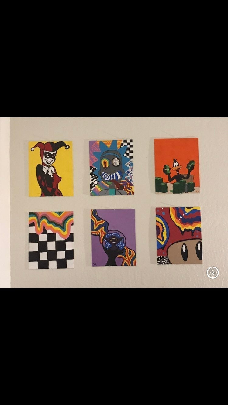 6 hand painted 11x14 acrylic paintings