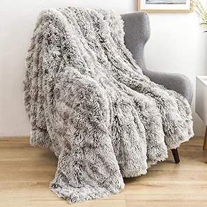 Fuzzy faux fur throw blanket 50 x60