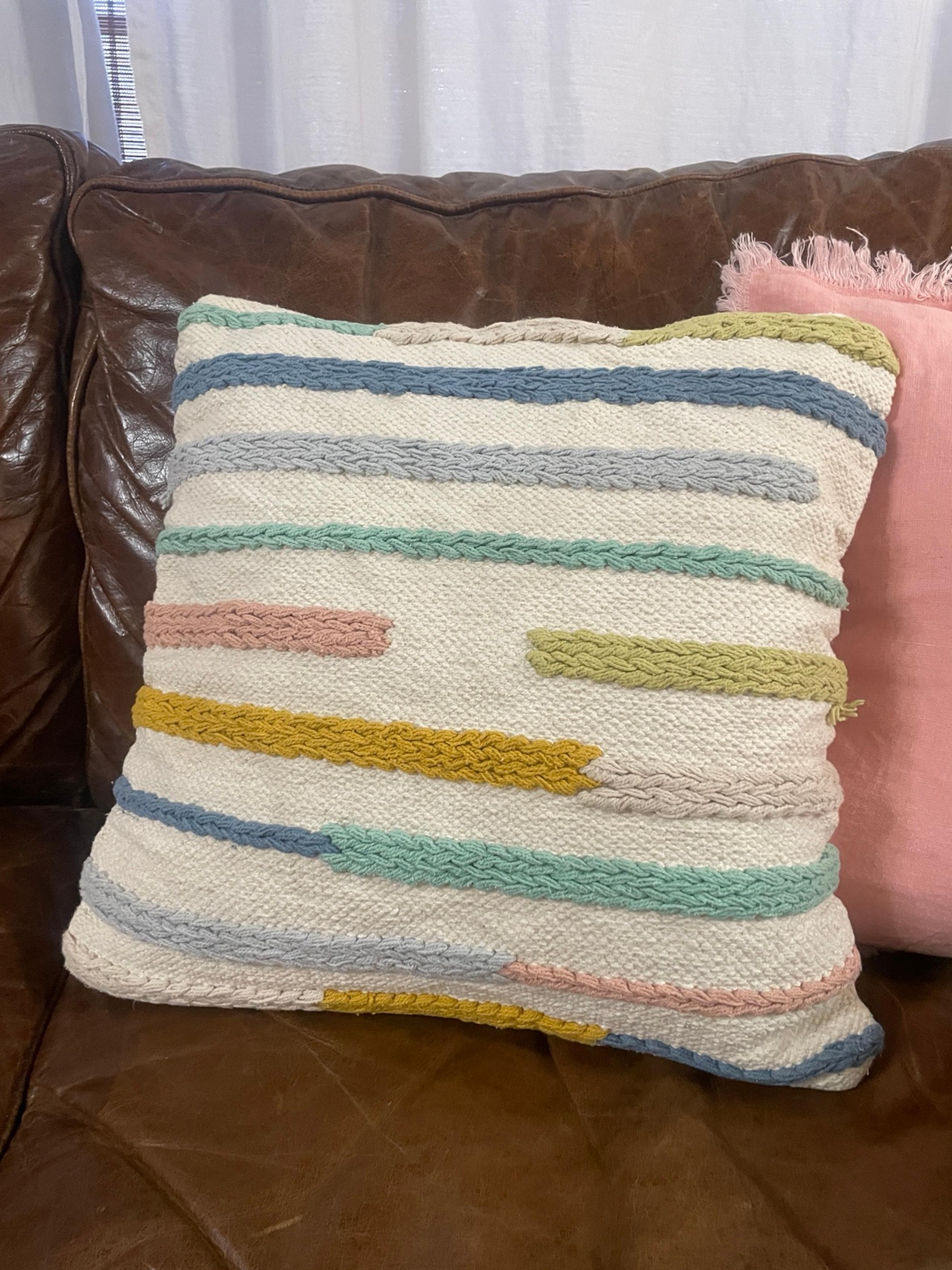 Funky colorful embroidered Magnolia throw pillow