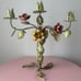 Vintage Antique Shabby Chic Floral Green Leaf Metal Candle Holder