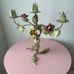 Vintage Antique Shabby Chic Floral Green Leaf Metal Candle Holder