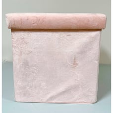 Pastel Pink Plush Cube Storage Box Ottoman