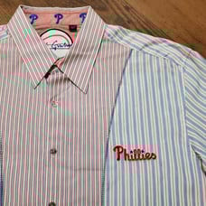 Men's 2XL Robert Graham Phillies Embroidered Multicolored Long Sleeve Shirt
