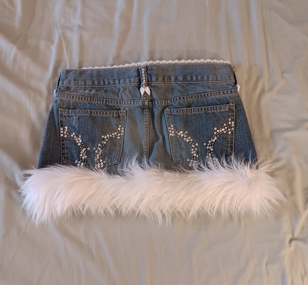 Custom Y2K Hollister fur skirt