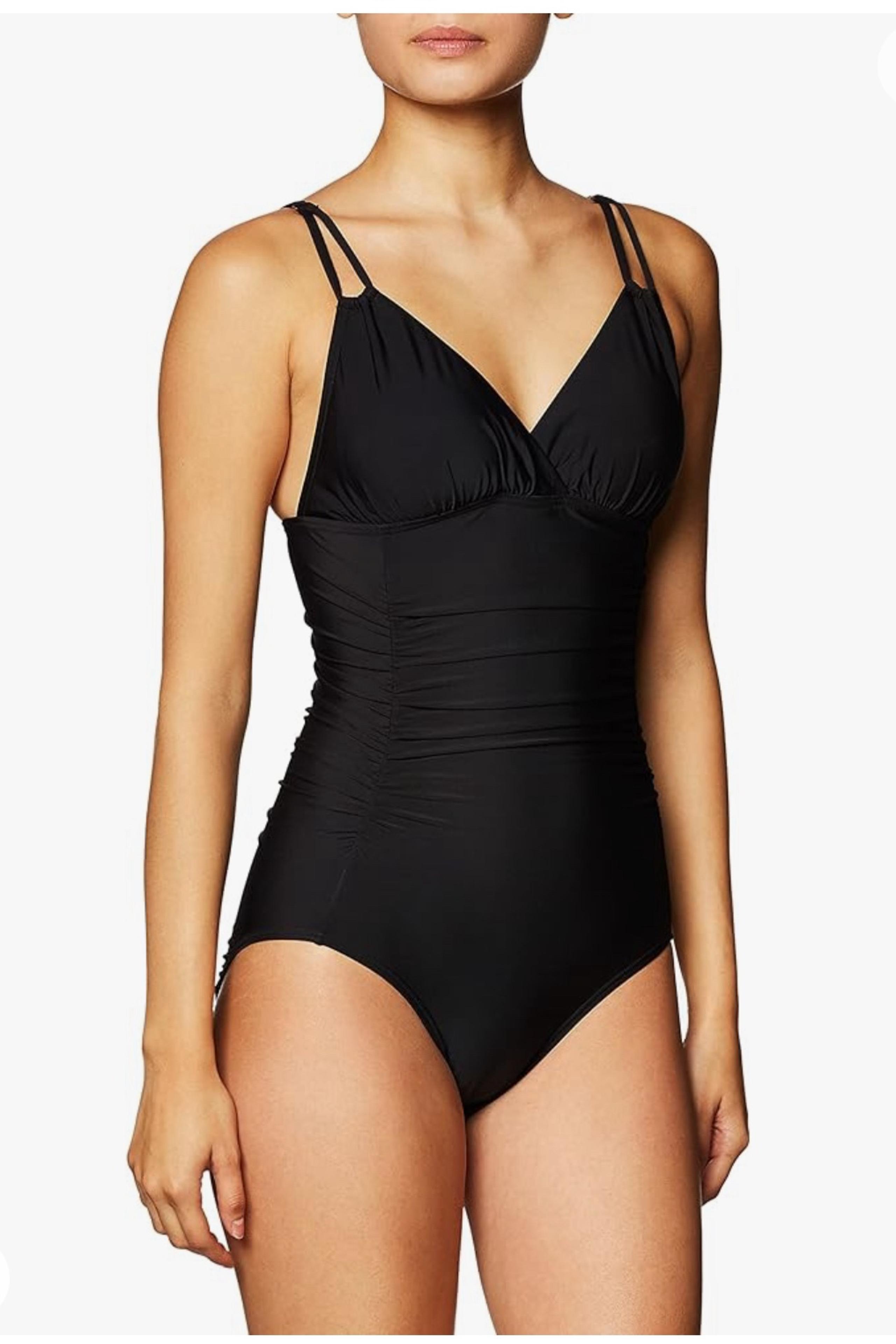 Calvin Klein Women's Shirred One Piece Swimsuit with Removable Cups