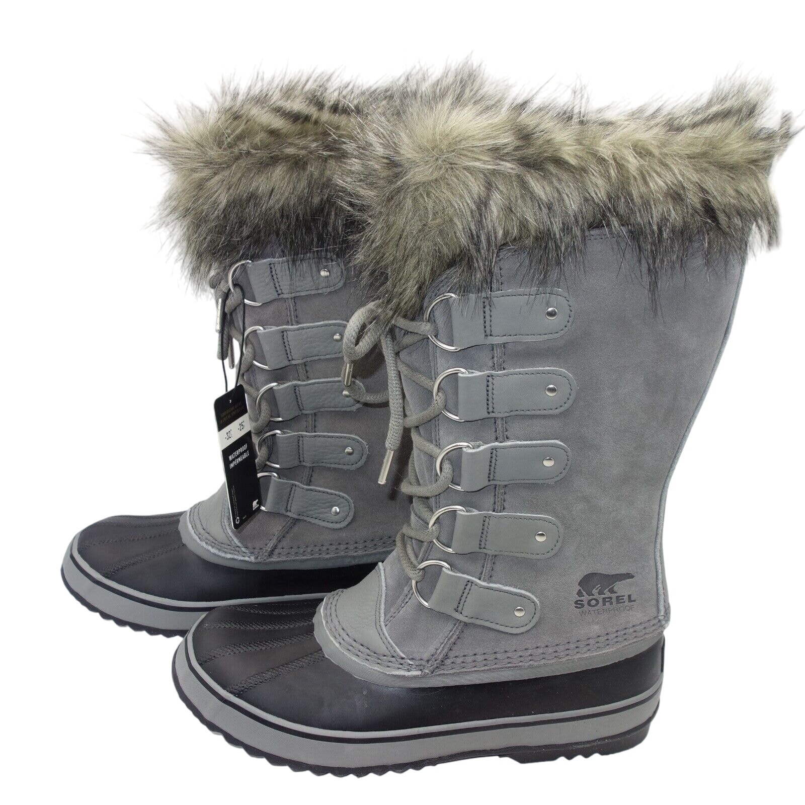 NEW Sorel Joan of Artic Snow WP Boots Women's 11 Quarry Gray Black