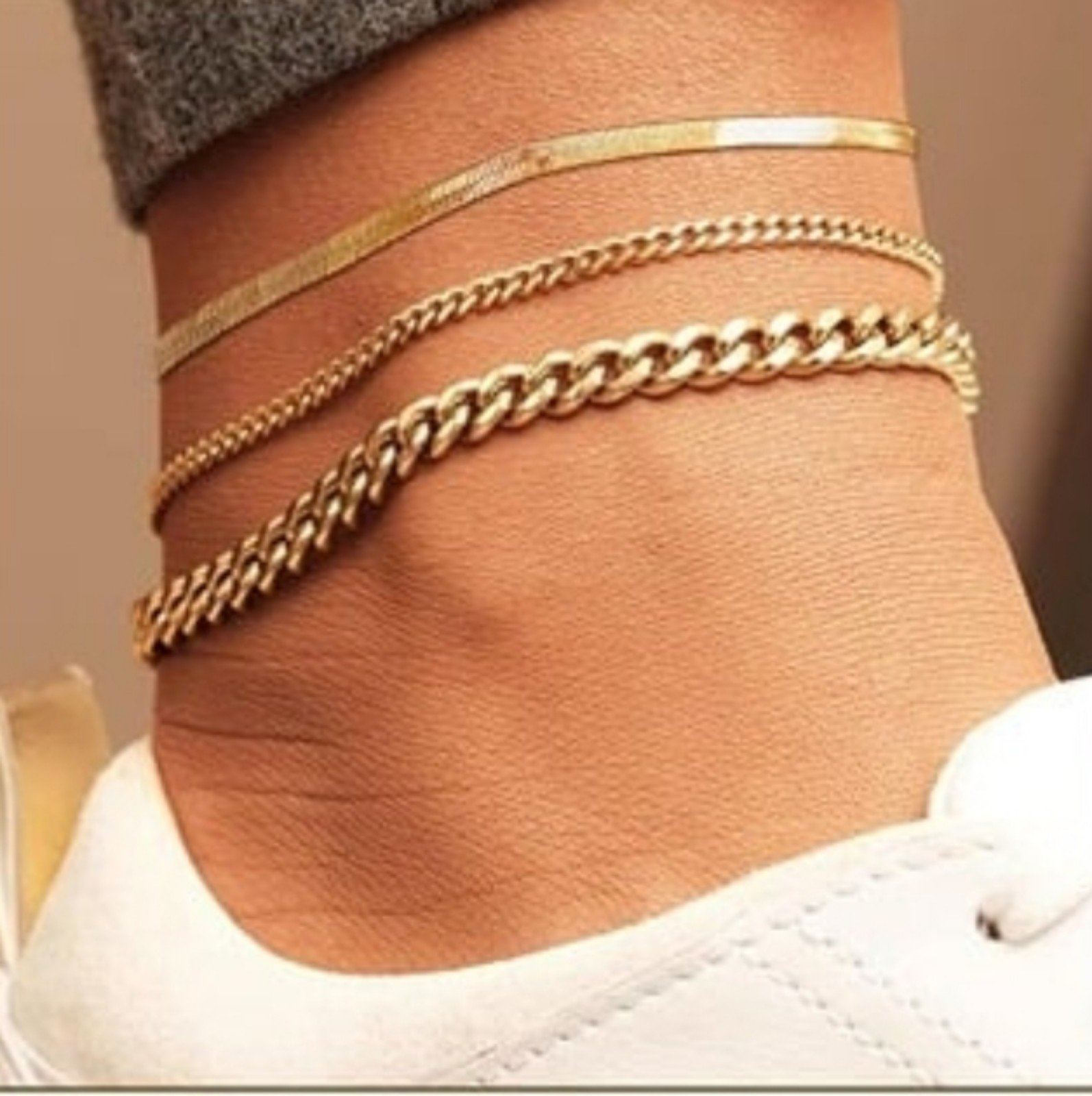 NEW Gold Ankle Bracelets for Women, 14K Gold Anklets for Women Waterproof Cuban