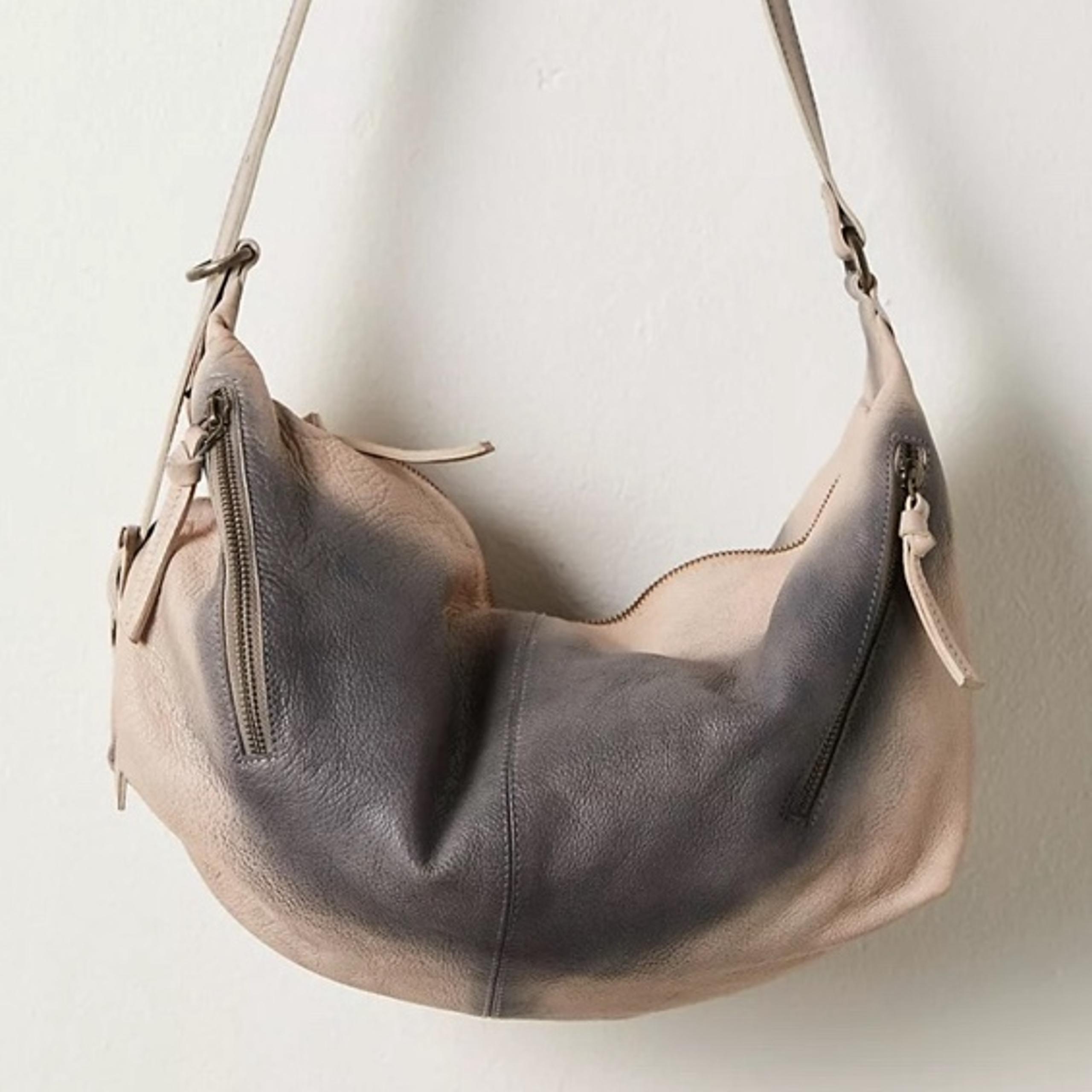 Free People Rumble Cream Two-Tone Leather Sling Shoulder Bag NWOT