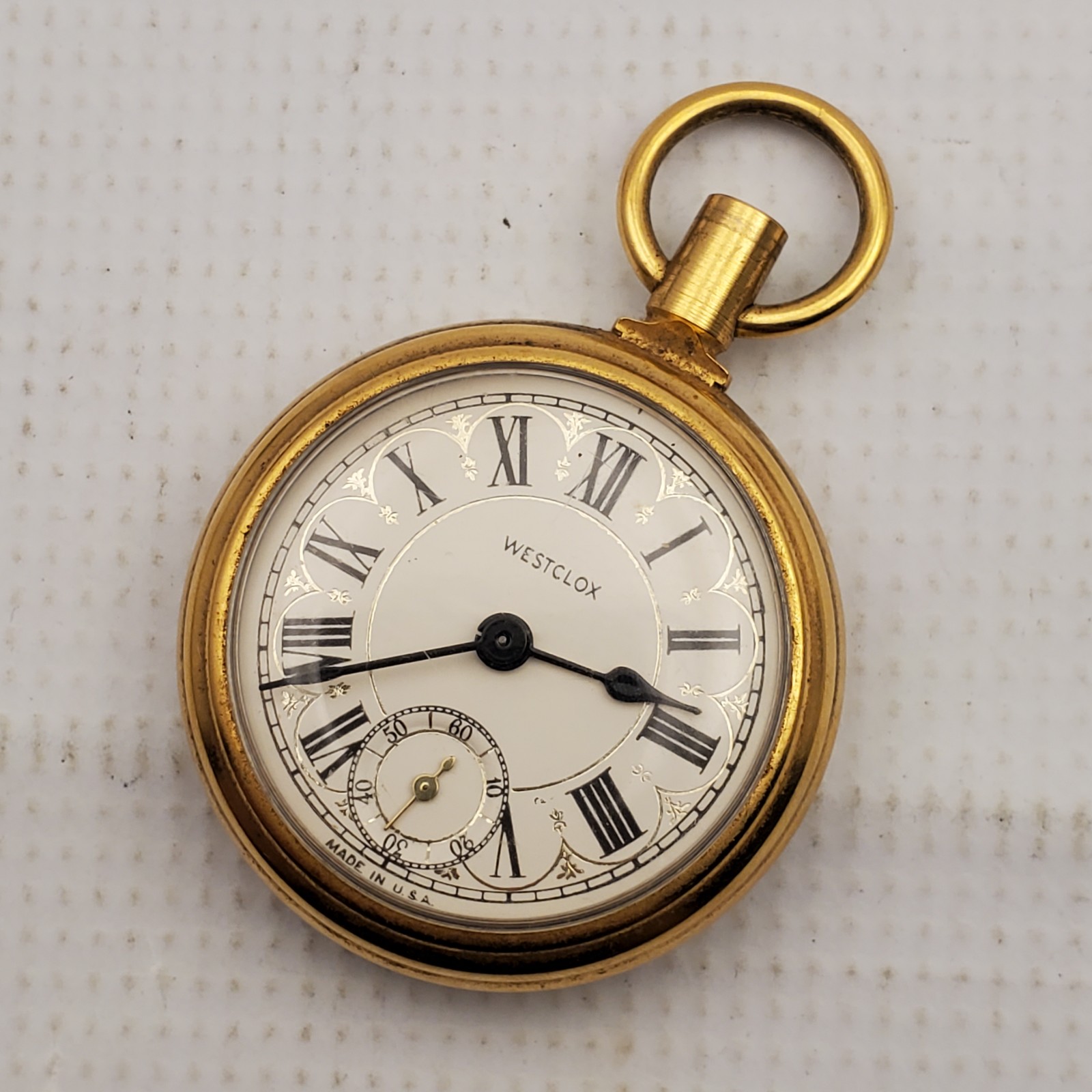 VINTAGE WESTCLOX MECHANICAL HANDWIND WATCH MADE IN U.S.A GOLD TONE FOR PARTS
