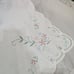 Vintage 65 X 80 Embroidered Multicolor Floral Cotton Tablecloth Pink Trim
