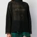 See by Chloe Black Sheer Mesh Open Weave Turtleneck Sweater Lace Trim Boxy XS