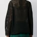 See by Chloe Black Sheer Mesh Open Weave Turtleneck Sweater Lace Trim Boxy XS