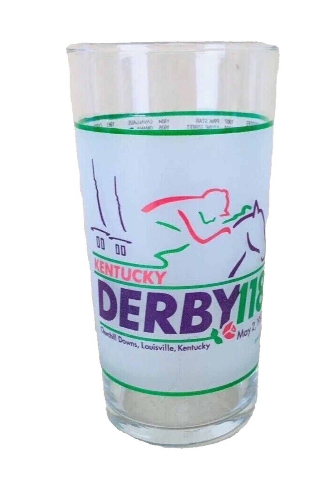 Vintage Kentucky Derby 118 Running Julep Frosted Collectible Glass Tumbler set 7