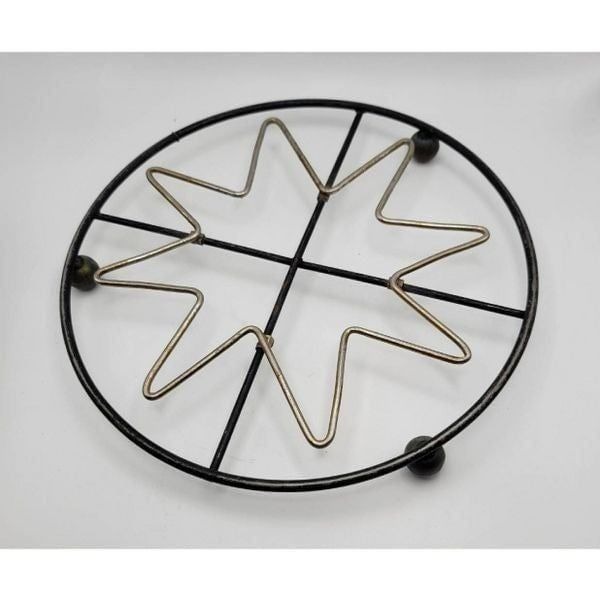 Vintage 1960's Atomic Midcentury Large Metal Starbust Trivet